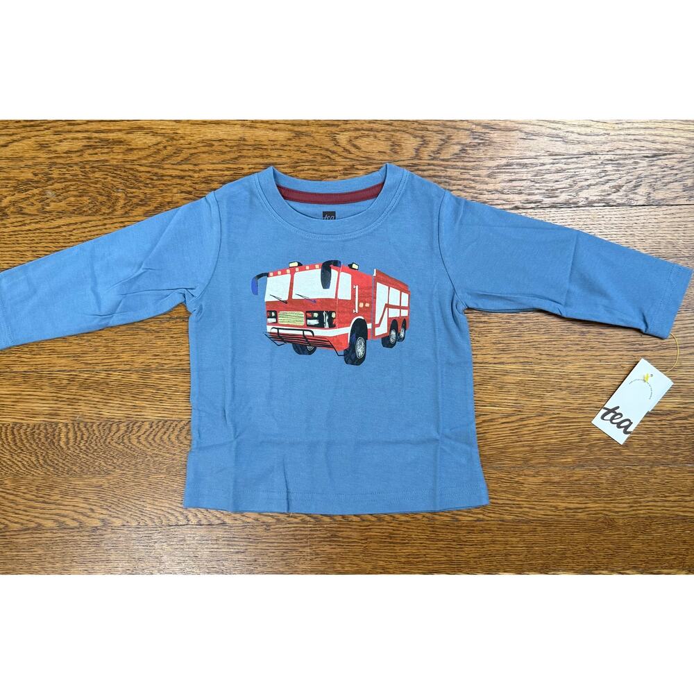 NWT Tea Collection Boys' Firetruck Shirt Size 9-12 Months
